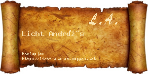 Licht András névjegykártya
